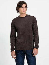 Garrett Knit Faux-Suede Crewneck