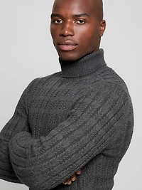 Eco Ezra Turtleneck Cable-Knit Sweater