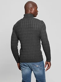 Eco Ezra Turtleneck Cable-Knit Sweater