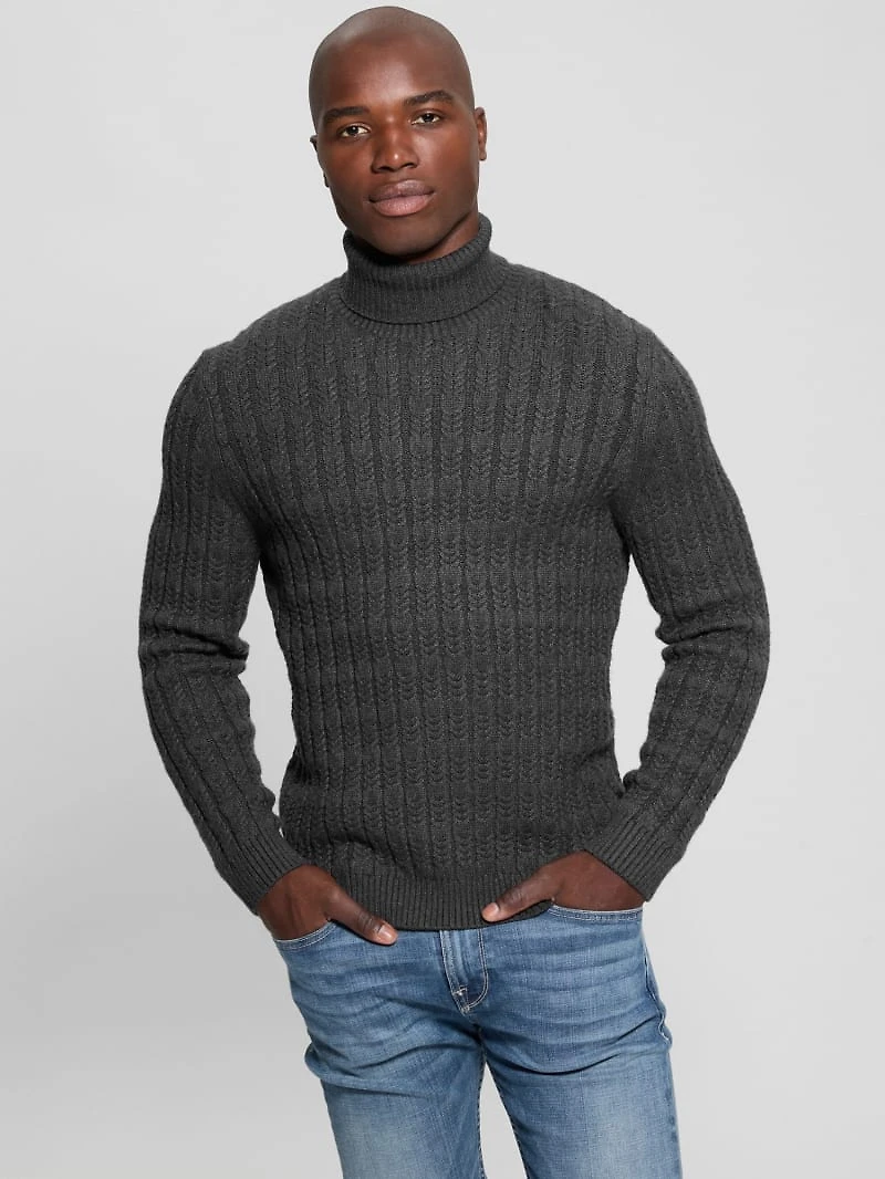 Eco Ezra Turtleneck Cable-Knit Sweater