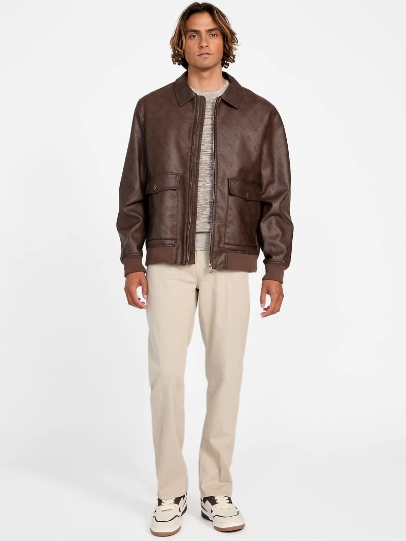Monogram Faux-Leather Aviator Jacket