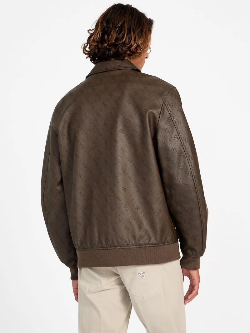 Monogram Faux-Leather Aviator Jacket