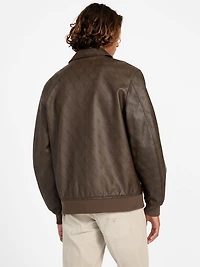 Monogram Faux-Leather Aviator Jacket