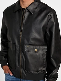 Monogram Faux-Leather Aviator Jacket