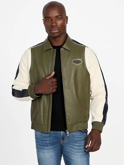 Color-Block Faux-Leather Jacket