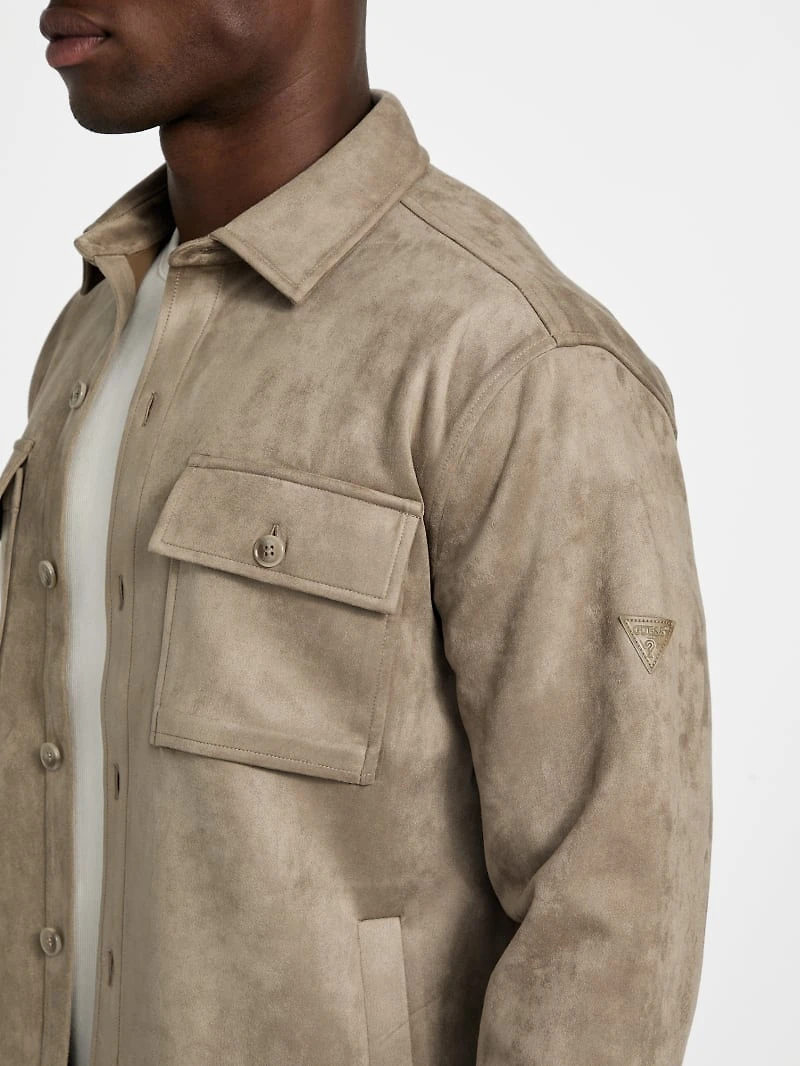 Faux suede overshirt
