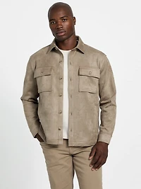 Faux suede overshirt