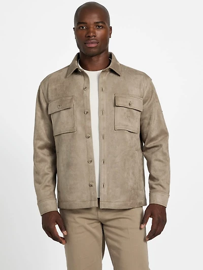 Faux suede overshirt