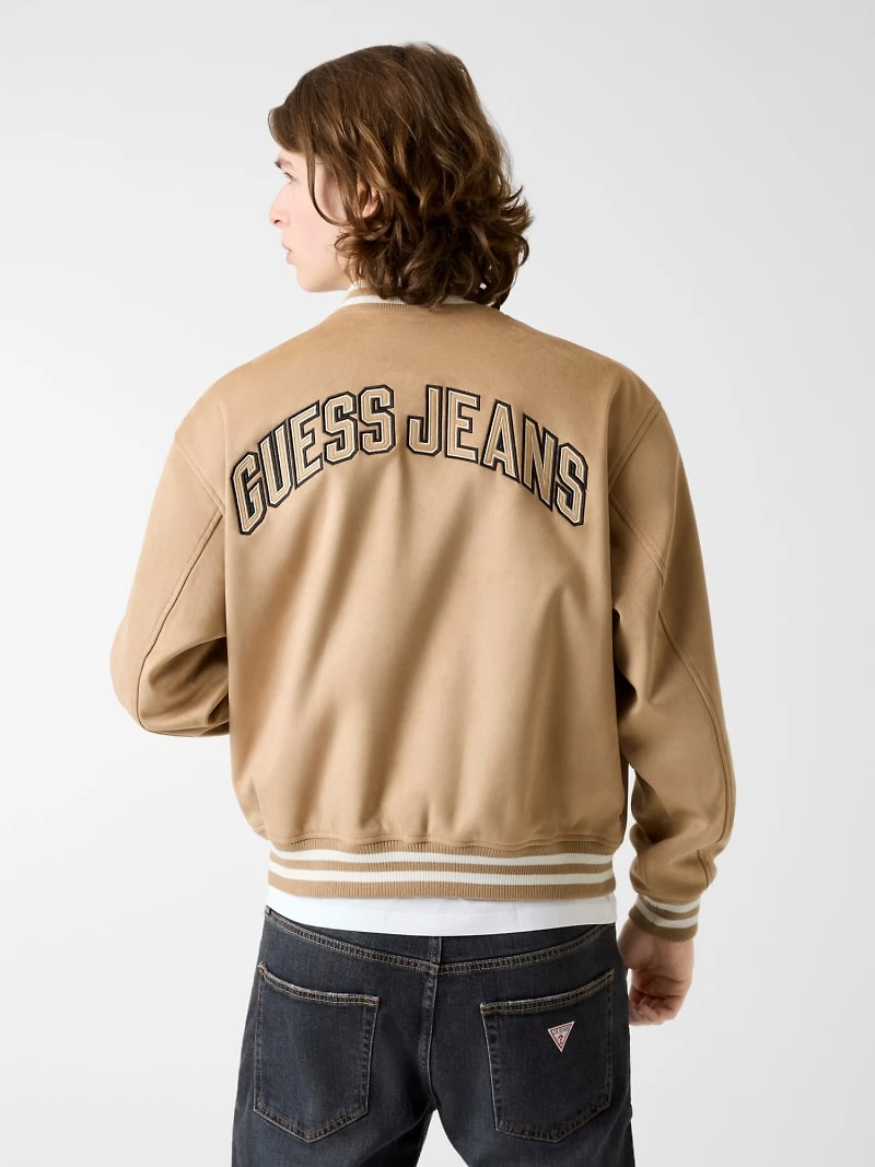 Faux suede bomber jacket