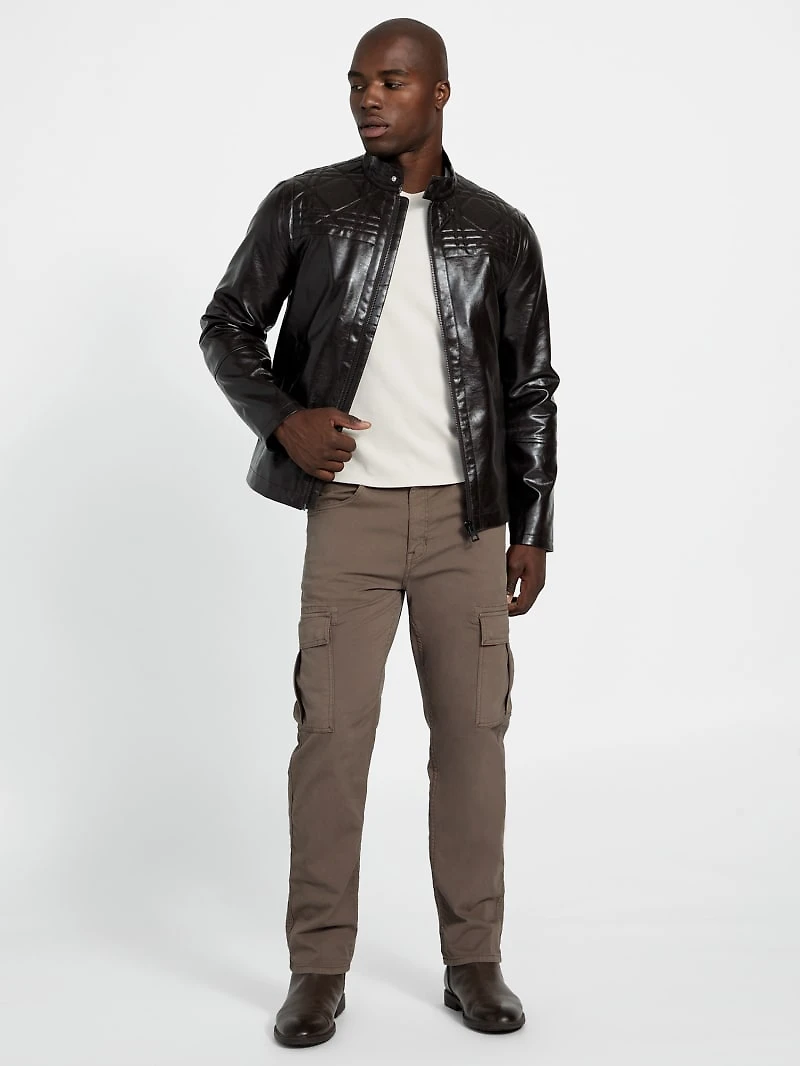 faux leather biker jacket