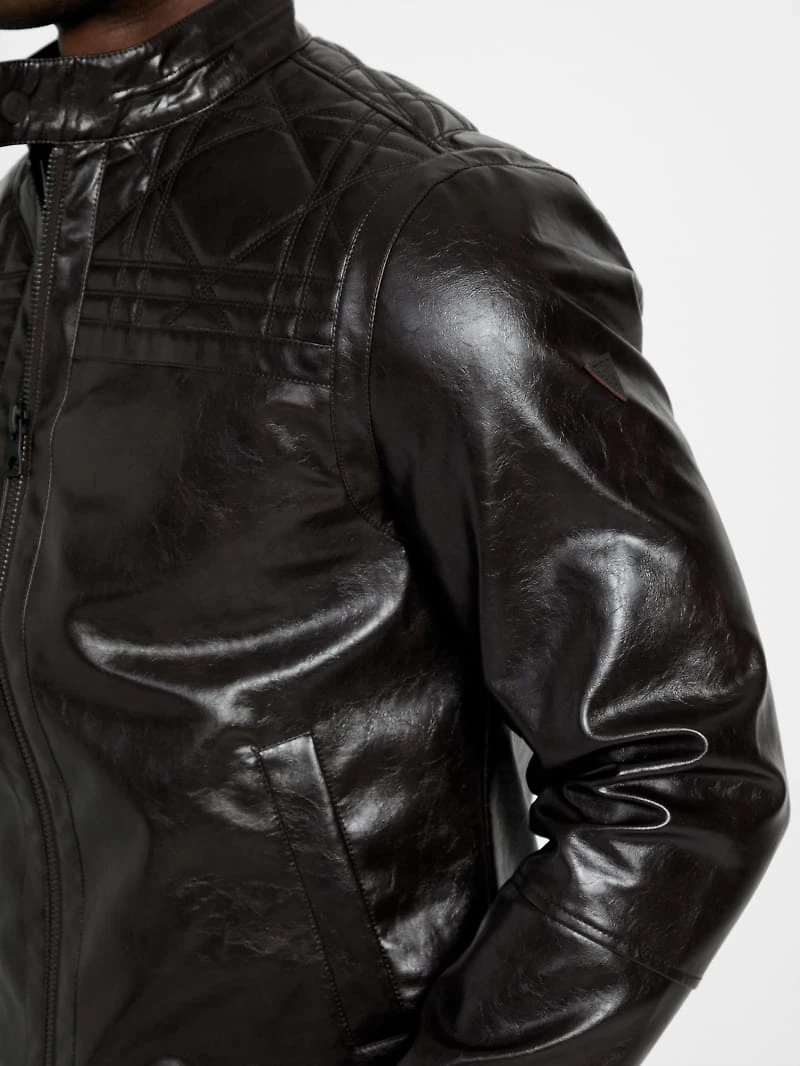 faux leather biker jacket