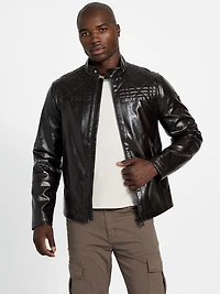 faux leather biker jacket