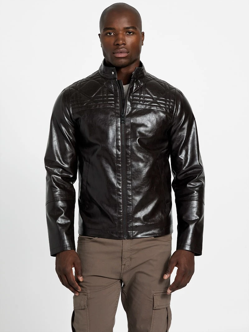 faux leather biker jacket