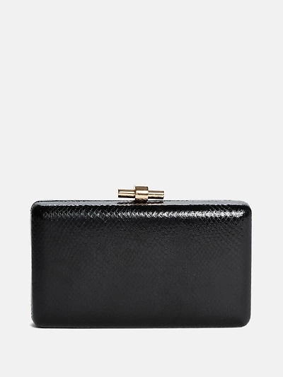 Gold-Tone Python Clutch