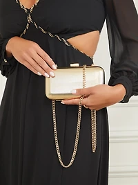 White Gold Textured Clutch