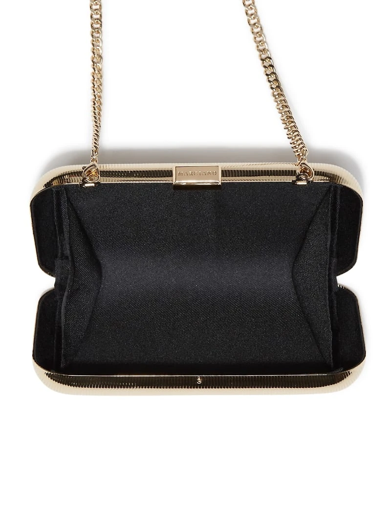 White Gold Textured Clutch