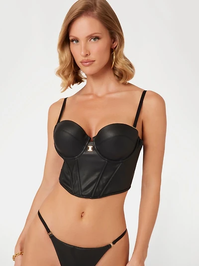Tania Faux-Leather Padded Bustier