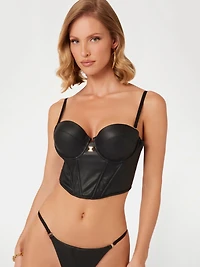 Tania Faux-Leather Padded Bustier