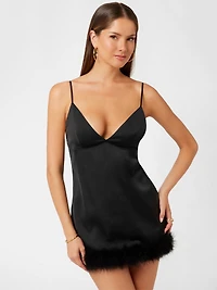 Eco Mini Feather Slip Dress
