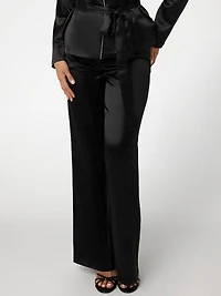 Satin Embellished Wrap Top and Pants PJ Set