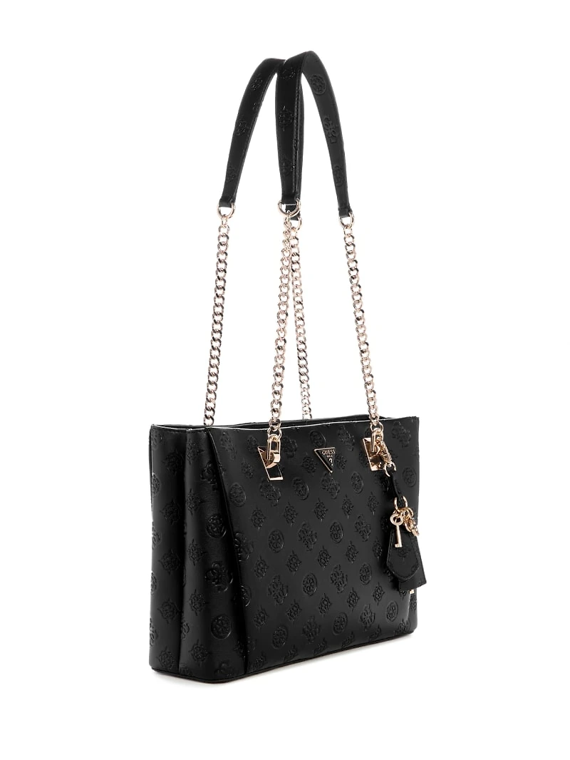 Tisha Debossed Peony Large Girlfriend Satchel