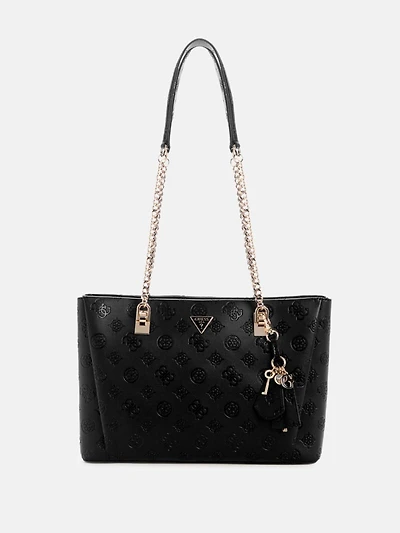 Tisha Debossed Peony Large Girlfriend Satchel