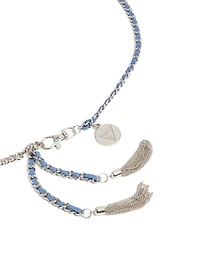 Silver-Tone Chain and Blue Suede Belt