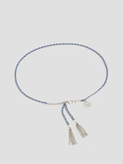 Silver-Tone Chain and Blue Suede Belt