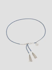 Silver-Tone Chain and Blue Suede Belt