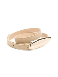 Metallic Buckle Leather Belt