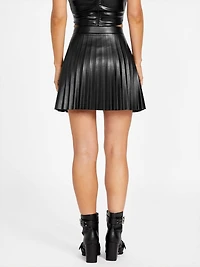 Hazel Pleated Faux-Leather Mini Skirt