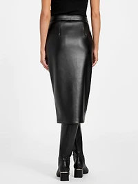 Lana Faux-Leather Zip Midi Skirt