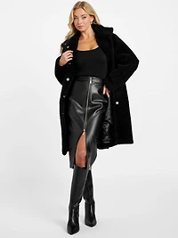 Lana Faux-Leather Zip Midi Skirt