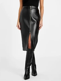 Lana Faux-Leather Zip Midi Skirt