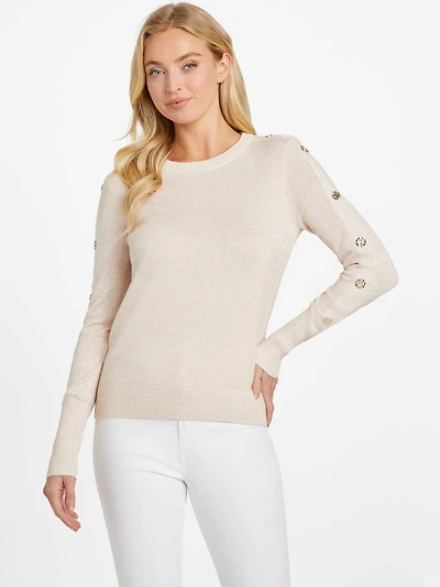 Rachel Button Long-Sleeve Sweater