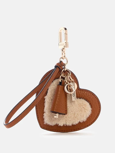 Faux-Fur Heart Charm Keychain