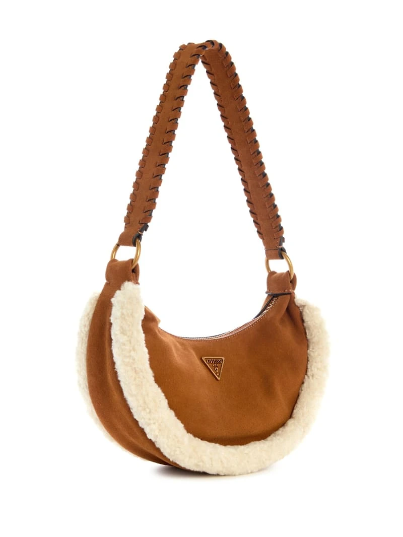 Amita Faux-Fur Trim Hobo Bag