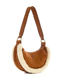 Amita Faux-Fur Trim Hobo Bag