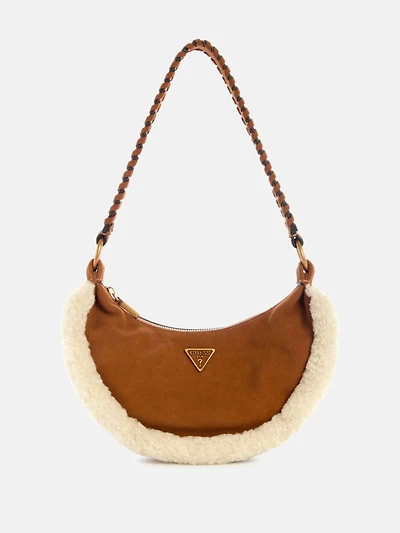 Amita Faux-Fur Trim Hobo Bag