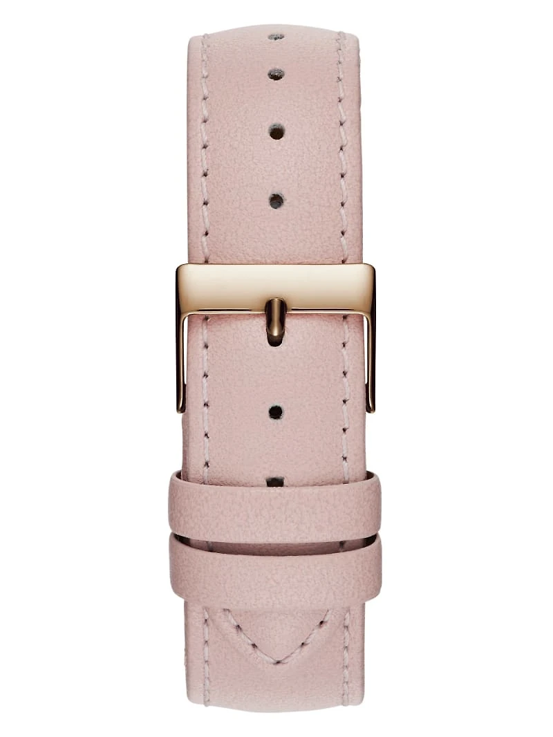 Sparkling Pink Rose Gold-Tone and Leather Analog Watch