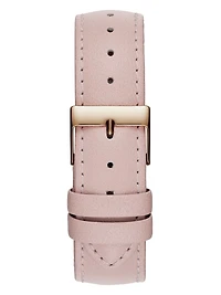 Sparkling Pink Rose Gold-Tone and Leather Analog Watch