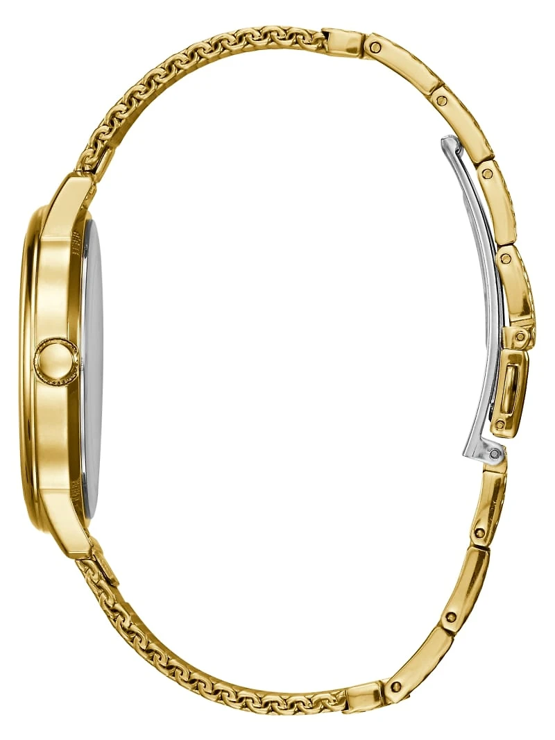 Gold-Tone Slim Mesh Diamond Watch