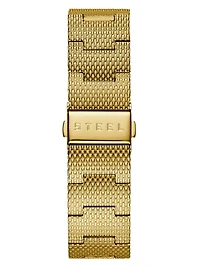 Gold-Tone Slim Mesh Diamond Watch