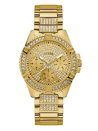 Rhinestone Gold-Tone Multifunction Watch