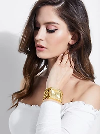 Gold-Tone Chainlink Analog Watch