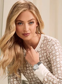 Rhinestone Silver-Tone Analog Watch