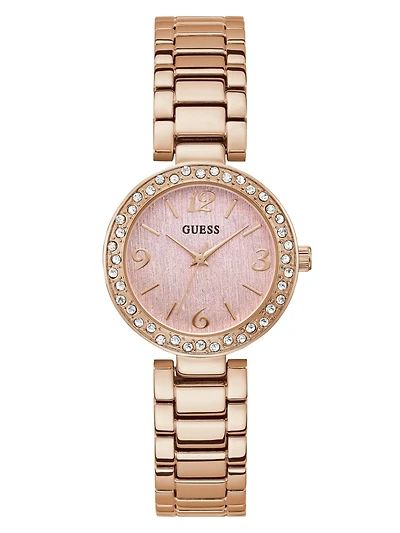 Rhinestone Rose Gold-Tone Analog Watch