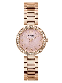 Rhinestone Rose Gold-Tone Analog Watch
