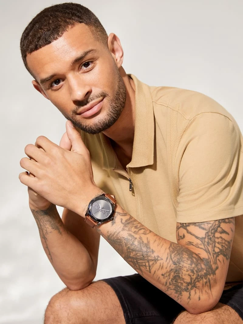 Dark Silver and Brown Analog Watch