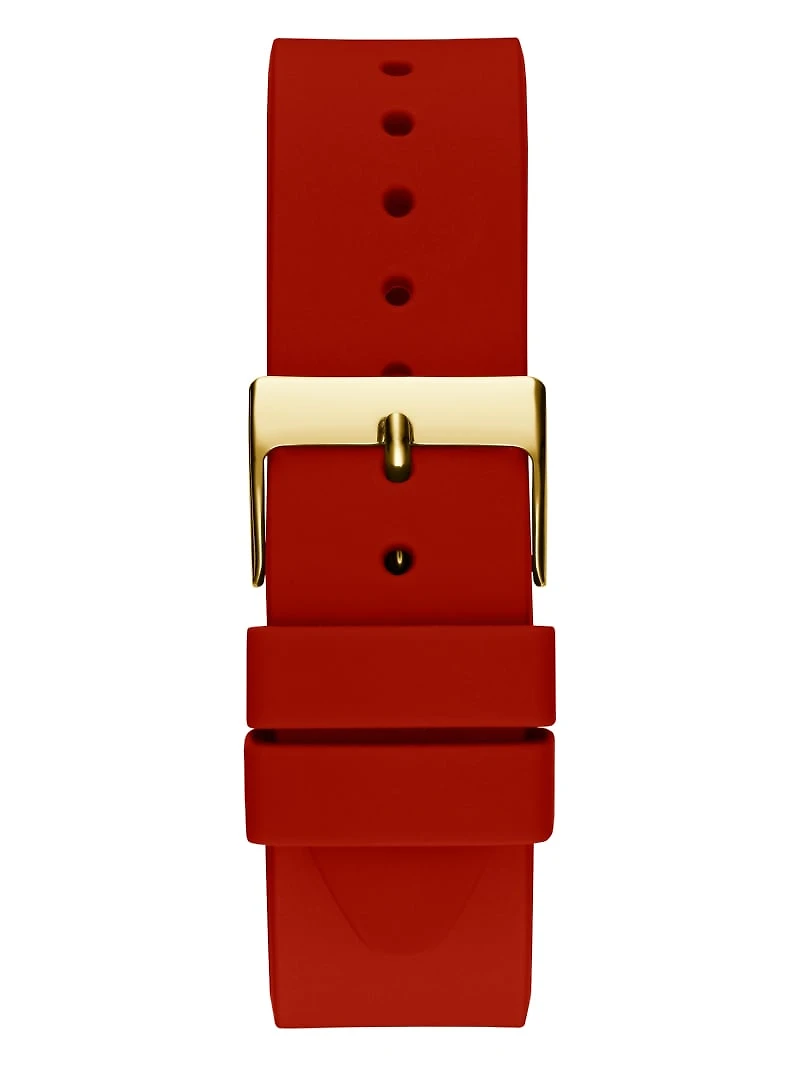 Gold-Tone And Red Analog Watch